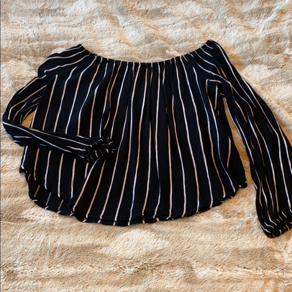 Billabong Black & White Stripped Off the Shoulder